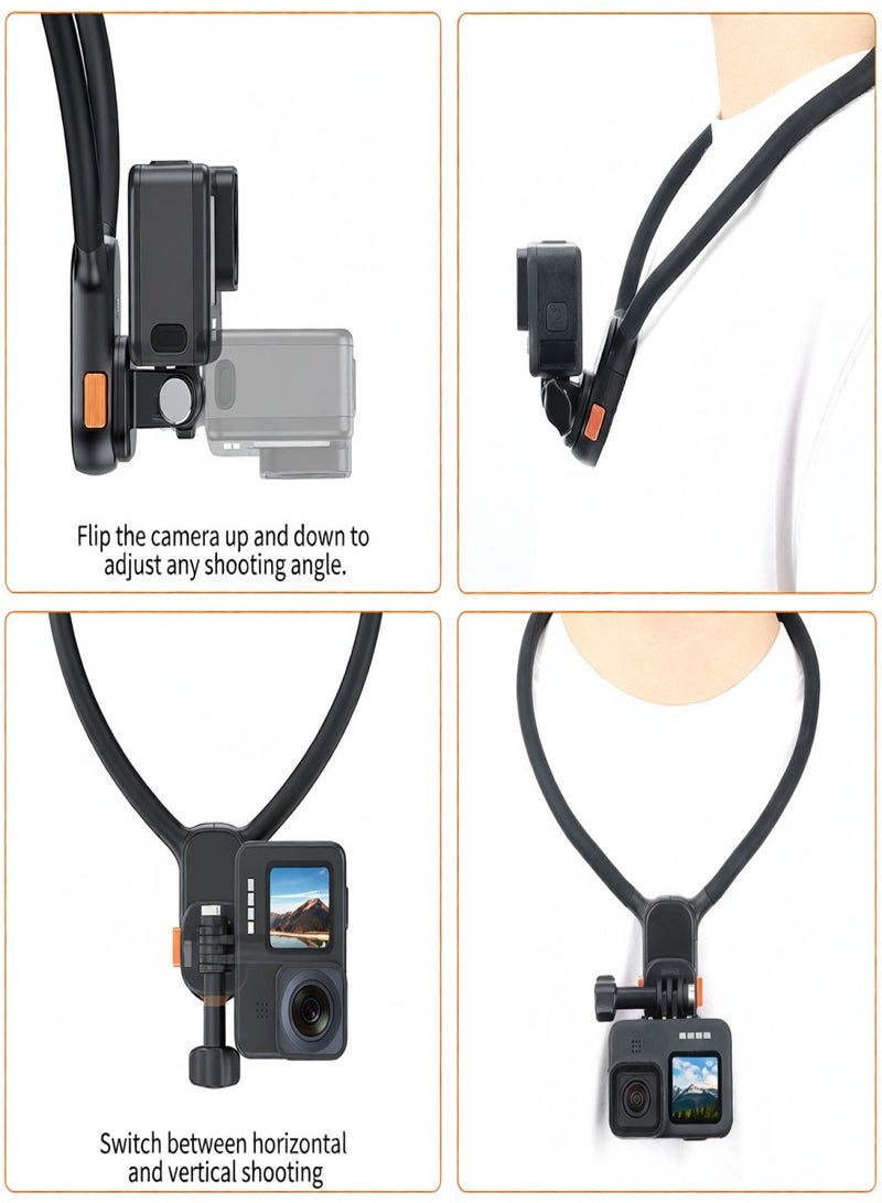 في ار اي جي حامل رقبة مغناطيسي سريع الفك لكاميرا VRIG الرياضية، بديل لحامل الرقبة والصدر لكاميرات GoPro Hero 12/11/10، ملحقات تصوير الفيديو من منظور الشخص الأول - Image 4